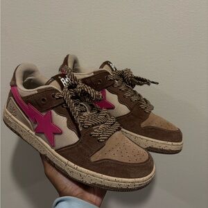 Bape Women's Brown and Pink Sneakers